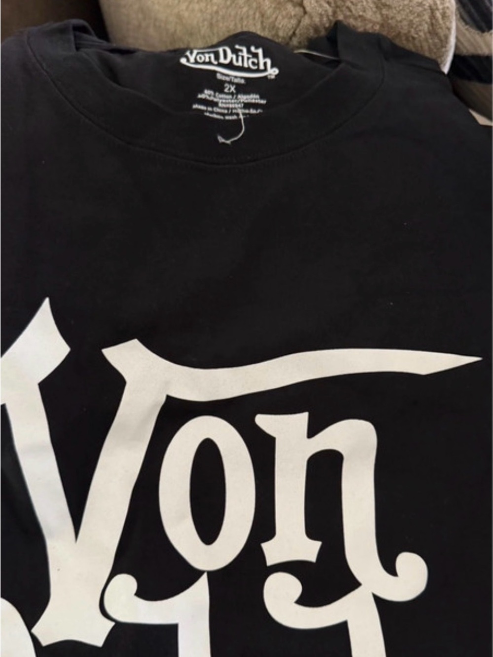 PLUS SIZE Von Dutch Black Tee with White Signature Logo - Women's Short Sleeve
